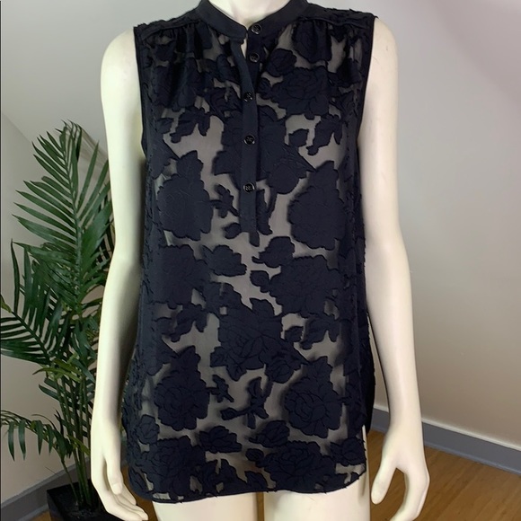CAbi Tops - Cabi Black Floral Clip Art Blouse S